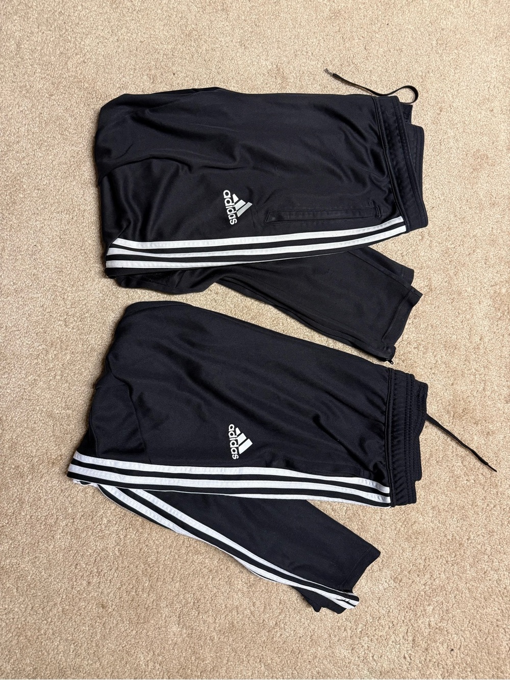 adidas Black Jogger Pants with White 3-Stripes - Kids